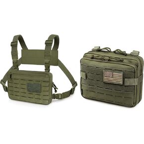 WYNEX Tactical Chest Rig Bag - Molle Utility Recon Kit Pack, EDC Running Chest Pouch With Laser Cut Design Admin Pouch