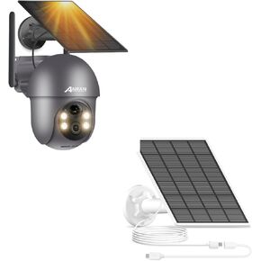 ANRAN 5MP Solar Security Cameras Wireless Outdoor & 3W Solar Panel with 3M Micro USB & Type-C Port Cable