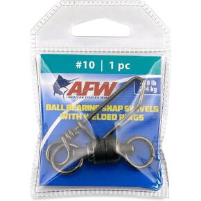 American Fishing Wire Black Ball Bearing Snap Swivels (1 Piece), Size 10, 450 Pound Test