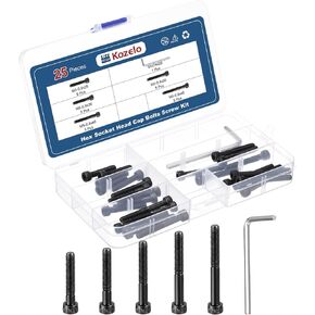 25pcs M5 Socket Head Cap Screws Bolts Nuts Assortment Kit - [M5x60/65/70/75/80mm] Alloy Steel Fully Threaded Black Oxide 12.9 Internal Hex Screw for 3D Printer Use, with Wrench in Kuwait