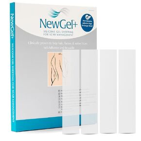 NewGel+ Advanced Silicone Scar Treatment Sheeting for OLD and NEW Scars, for Surgery, Injury, Keloids, C-Section, Burns, and Acne, Reusable, 1" x 6" Sheet (4 Count) - CLEAR