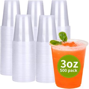 RACETOP 500 Pack 9 oz Plastic Cups, Clear Disposable Plastic Cups Bulk, Cold Drinking Party Cups, Transparent for Wedding,Thanksgiving, Christmas, Party