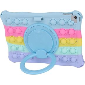 IPad 9.7 inch Case Girls Boys, UFAINEI iPad 6th Generation Case iPad 5th Generation Case Soft Silicone Popit Case for IPad Pro 9.7 with 360° Rotatable Stand & Shoulder Strap, Colorful Blue