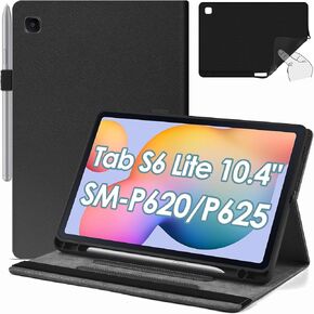 DETUOSI Case Compatible with Samsung Galaxy Tab S6 Lite 10.4 Inch 2024/2022/2020 Tablet, Slim Cover with S Pen Holder, Soft TPU Back, Auto Sleep/Wake, 2-Angle Viewing Stand, 3 Card Slots,PU Leather