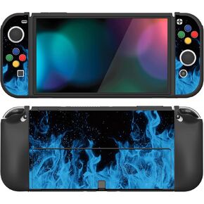 PlayVital ZealProtect Soft Protective Case for Nintendo Switch OLED, Flexible Protector Joycon Grip Cover for Nintendo Switch OLED with Thumb Grips & ABXY Direction Button Caps - Watercolour Splash