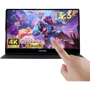Victrack 4K شاشة اللمس مراقبة ألعاب محمولة ، 13.3 "UHD ULTRA ، مصممة لجهاز كمبيوتر ألعاب محمولة ، نمط مثل ASUS ROG Ally ، Lenovo Legion GO ، 100 ٪ RGB IPS Computer Gaming Cover HDR Monitor