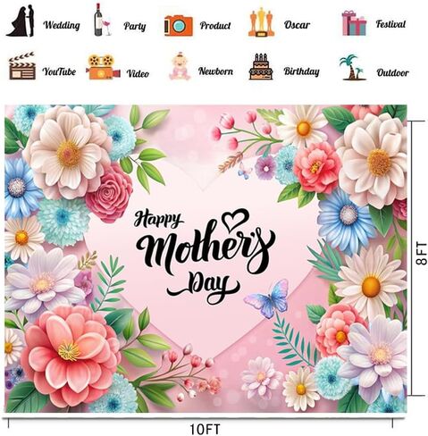 chaiya 7x5ft backdrop backdrop pink flowers love backdrop family party background mother's banner banner studio props cy354 in Kuwait