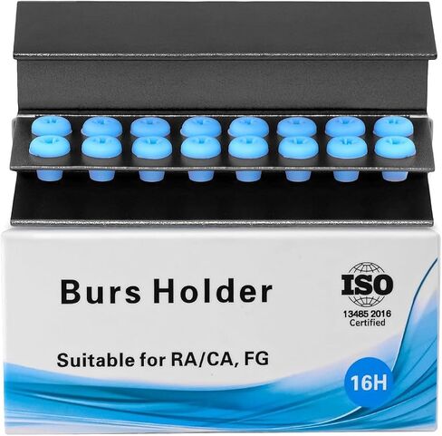 2PCS Bur Holder Box with Cover For 16 Holes Tips Block Organizers Sterilizer Aluminium Alloy Case (SILVER) in Saudi Arabia