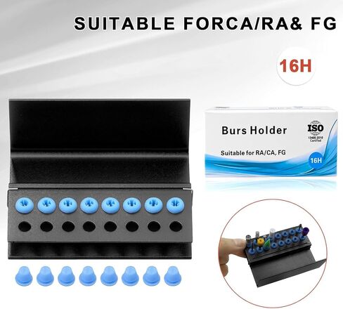 2PCS Bur Holder Box with Cover For 16 Holes Tips Block Organizers Sterilizer Aluminium Alloy Case (SILVER) in Saudi Arabia