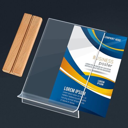 حامل علامة acrylic kersally 4 × 6،6 حزمة شاشة عرض رأسية صافٍ على الوجهين تقف مع قاعدة خشبية وقائمة إطار أكريليك للنشر للمتاجر والمطاعم والفنادق والمكتب والمعرض in Saudi Arabia