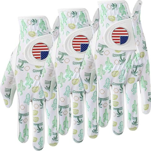 Golf Gloves Men Right Hand Left with Ball Marker USA Flag Blue Camo Plaid 3 Pack, Mens Golf Glove All Weather Grip Small Medium ML Large XL in Kuwait