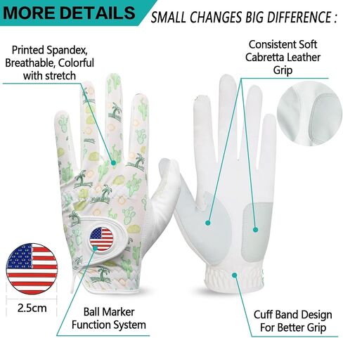 Golf Gloves Men Right Hand Left with Ball Marker USA Flag Blue Camo Plaid 3 Pack, Mens Golf Glove All Weather Grip Small Medium ML Large XL in Kuwait