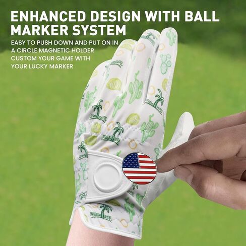 Golf Gloves Men Right Hand Left with Ball Marker USA Flag Blue Camo Plaid 3 Pack, Mens Golf Glove All Weather Grip Small Medium ML Large XL in Kuwait