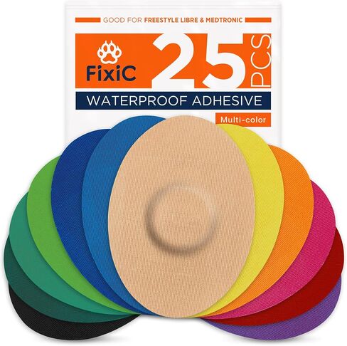 FixiC Freestyle Adhesive Patches 25 PCS – Good for Libre 1, 2, 3 & Plus – G7 & Stelo – Guardian – Waterproof Adhesive Patches – Libre Adhesive Covers – Pre-Cut – Best Fixation for Your Sensor! (Tan) in Kuwait