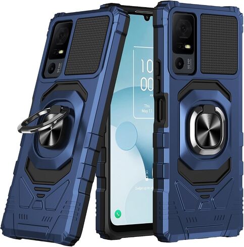 for TCL 40XL Phone Case, TCL 40XL Case with 2 Pack Screen Protector, Ring Kickstand for Magnetic Car Mount, Heavy Duty Shockproof Protective Phone Cover for TCL 40XL-Royal Blue… in Saudi Arabia