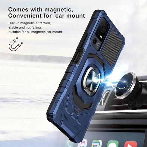 for TCL 40XL Phone Case, TCL 40XL Case with 2 Pack Screen Protector, Ring Kickstand for Magnetic Car Mount, Heavy Duty Shockproof Protective Phone Cover for TCL 40XL-Royal Blue… in Saudi Arabia