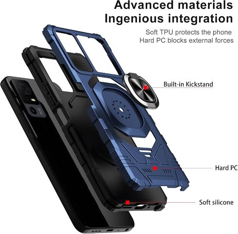 for TCL 40XL Phone Case, TCL 40XL Case with 2 Pack Screen Protector, Ring Kickstand for Magnetic Car Mount, Heavy Duty Shockproof Protective Phone Cover for TCL 40XL-Royal Blue… in Saudi Arabia