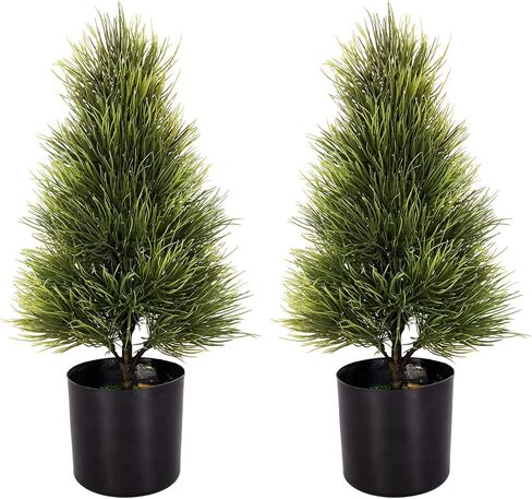 43 Inch Artificial Cedar Trees Set of 2 UV Resistant Outdoor Artificial Trees Easy Care Topiary Fake Plants for Indoor Outdoor Decoration Weather Resistant Home Decor in Saudi Arabia