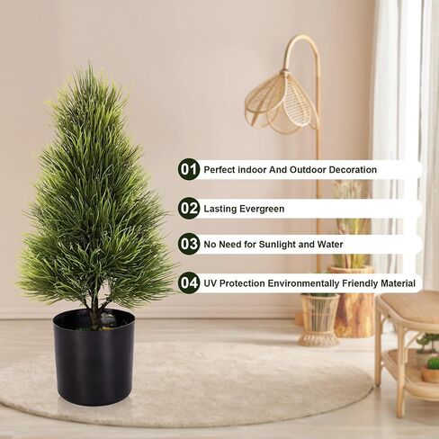 43 Inch Artificial Cedar Trees Set of 2 UV Resistant Outdoor Artificial Trees Easy Care Topiary Fake Plants for Indoor Outdoor Decoration Weather Resistant Home Decor in Saudi Arabia