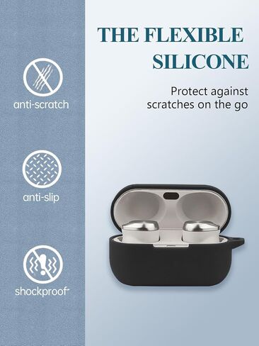 Case for Technics EAH-AZ100 Hi-Fi Wireless Earbuds, Soft Silicone Protective Portable Scratch Shock Resistant Shell with Cleaner Kit & Carabiner & Lanyard，Black in Saudi Arabia