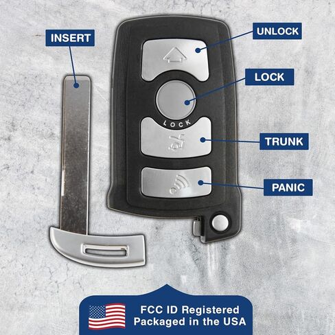 2x keylessoption مفتاح FOB استبدال لعام 2002 2003 2004 2005 2006 2007 2008 BMW 7 Series 745i 745li 750i 750li 760i 760li Remote ، 4-Button LX8766S ، Locksmith in Kuwait