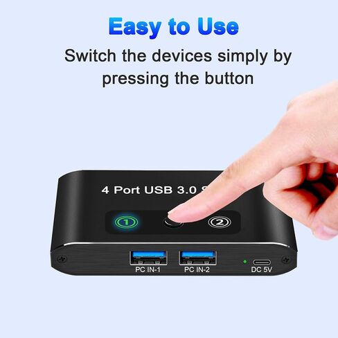 محدد محول USB 3.0، مفتاح USB ثنائي الاتجاه 1 في 2 مخرج/2 في 1 مخرج، محول USB 2 أجهزة مشاركة أجهزة الكمبيوتر مثل الطابعة ولوحة المفاتيح والماسح الضوئي والماوس، متوافق مع Mac/Win/Linux in Kuwait