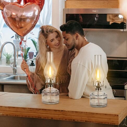 2 حزمة مصباح زيت ريفي كبير خمر زجاج الكيروسين مصباح غرفة مصابيح النفط للاستخدام الداخلي ديكور المنزل الكلاسيكية القديمة مصباح زيت الإعصار للإضاءة في حالات الطوارئ 12.5'' in Kuwait