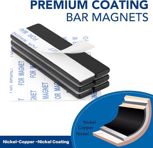 TRYMAG Magnets, 6 Pack Strong Neodymium Bar Magnets with Adhesive Backing, Heavy Duty Rare Earth Magnets Strips Powerful Bar Magnets for Crafts, Fridge, Garage, Kitchen, Science, Office - 40x10x5mm in Kuwait