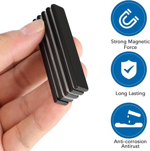 TRYMAG Magnets, 6 Pack Strong Neodymium Bar Magnets with Adhesive Backing, Heavy Duty Rare Earth Magnets Strips Powerful Bar Magnets for Crafts, Fridge, Garage, Kitchen, Science, Office - 40x10x5mm in Kuwait