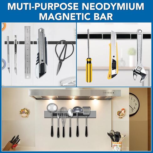 TRYMAG Magnets, 6 Pack Strong Neodymium Bar Magnets with Adhesive Backing, Heavy Duty Rare Earth Magnets Strips Powerful Bar Magnets for Crafts, Fridge, Garage, Kitchen, Science, Office - 40x10x5mm in Kuwait