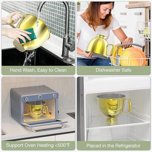 7QT Stainless Steel Mixer Bowl Compatible with Kitchenaid Stand Mixers, Kitchenaid Mixing Bowl Replacement Bowl for 7QT Bow-Lift Stand Mixer with Handle and Lid in Kuwait