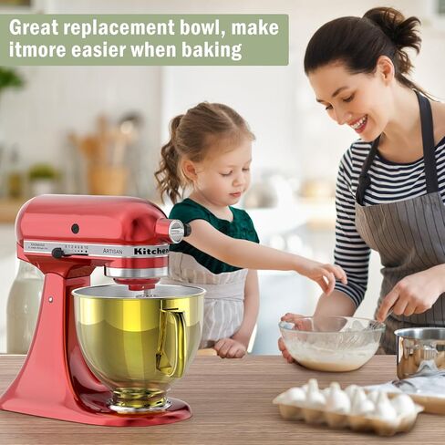 7QT Stainless Steel Mixer Bowl Compatible with Kitchenaid Stand Mixers, Kitchenaid Mixing Bowl Replacement Bowl for 7QT Bow-Lift Stand Mixer with Handle and Lid in Kuwait