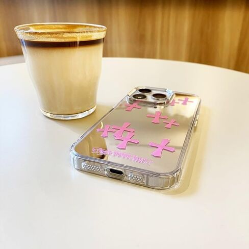 Fits iPhone 16 Pro Max Case Pink Phone Case for Women Christian Mirror Phone Case for iPhone 15 Case Cute Phone Case Shockproof Protective Phone Cover(Blue,16ProMax) in Saudi Arabia