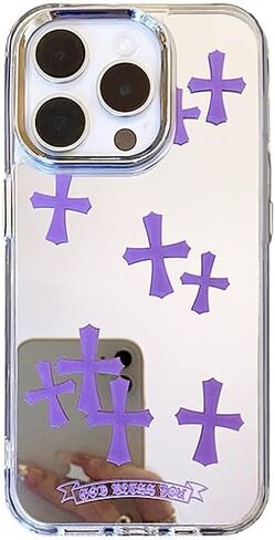 Fits iPhone 16 Pro Max Case Pink Phone Case for Women Christian Mirror Phone Case for iPhone 15 Case Cute Phone Case Shockproof Protective Phone Cover(Blue,16ProMax) in Saudi Arabia