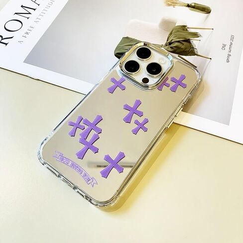 Fits iPhone 16 Pro Max Case Pink Phone Case for Women Christian Mirror Phone Case for iPhone 15 Case Cute Phone Case Shockproof Protective Phone Cover(Blue,16ProMax) in Saudi Arabia