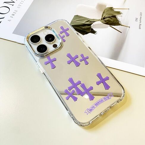Fits iPhone 16 Pro Max Case Pink Phone Case for Women Christian Mirror Phone Case for iPhone 15 Case Cute Phone Case Shockproof Protective Phone Cover(Blue,16ProMax) in Saudi Arabia