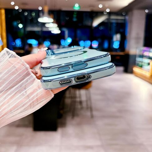 بالنسبة إلى Samsung Galaxy S24 Ultra Case Magnetic ، للنساء ، للنساء ، ناعم ، إطار الموجة اللطيفة ، شكل مجعد ، Love Heart Plating Plate Phone Case متوافق مع الغلاف الخلفي لـ Magsafe ، 6.8 "-Dark in Kuwait