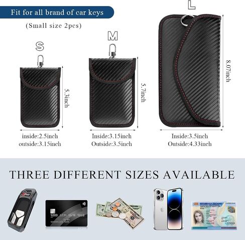 2PCS Car Key Faraday Pouch, RFID Signal Blocking Key Pouch, Carbon Fiber Key Faraday Bag Pocket, Car Accessories (Small) in Saudi Arabia