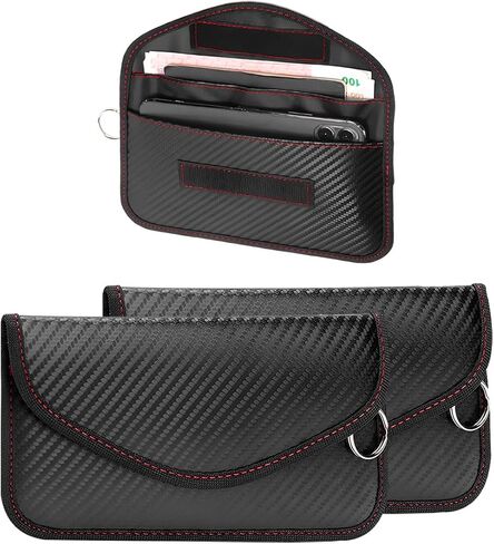 2PCS Car Key Faraday Pouch, RFID Signal Blocking Key Pouch, Carbon Fiber Key Faraday Bag Pocket, Car Accessories (Small) in Saudi Arabia