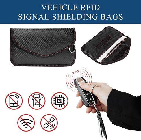 2PCS Car Key Faraday Pouch, RFID Signal Blocking Key Pouch, Carbon Fiber Key Faraday Bag Pocket, Car Accessories (Small) in Saudi Arabia