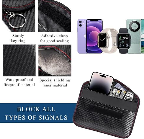 2PCS Car Key Faraday Pouch, RFID Signal Blocking Key Pouch, Carbon Fiber Key Faraday Bag Pocket, Car Accessories (Small) in Saudi Arabia