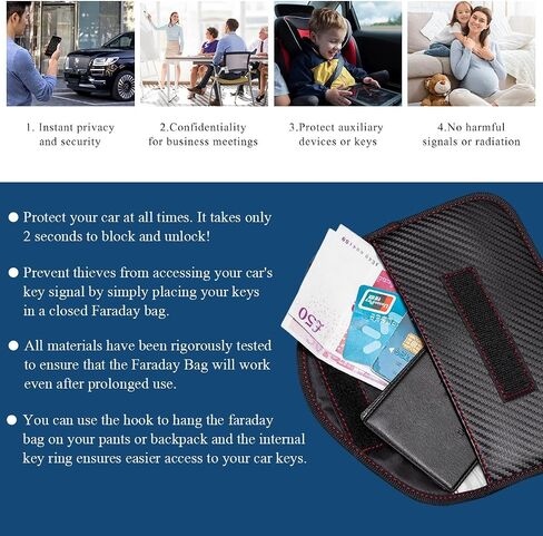 2PCS Car Key Faraday Pouch, RFID Signal Blocking Key Pouch, Carbon Fiber Key Faraday Bag Pocket, Car Accessories (Small) in Saudi Arabia