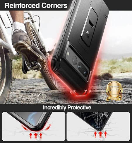 Dexnor Full Body Case for Google Pixel 7 Pro, [Built in Screen Protector and Kickstand] Heavy Duty Military Grade Protection Shockproof Protective Cover for Google Pixel 7 Pro Black in Saudi Arabia