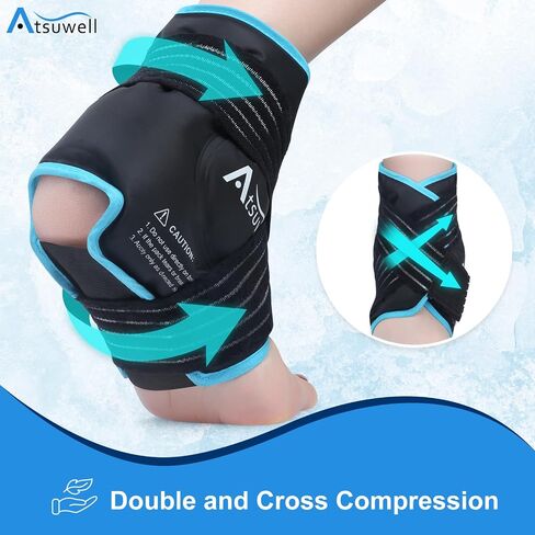Atsuwell Ankle Ice Pack Wrap, Reusable Gel Ice Pack for Foot Ankle Heel, Cold Compress Therapy for Pain Relief, Injuries, Achilles Tendonitis, Swelling, Sprained Ankles and Heels - Purple in Kuwait