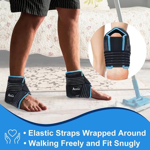 Atsuwell Ankle Ice Pack Wrap, Reusable Gel Ice Pack for Foot Ankle Heel, Cold Compress Therapy for Pain Relief, Injuries, Achilles Tendonitis, Swelling, Sprained Ankles and Heels - Purple in Kuwait