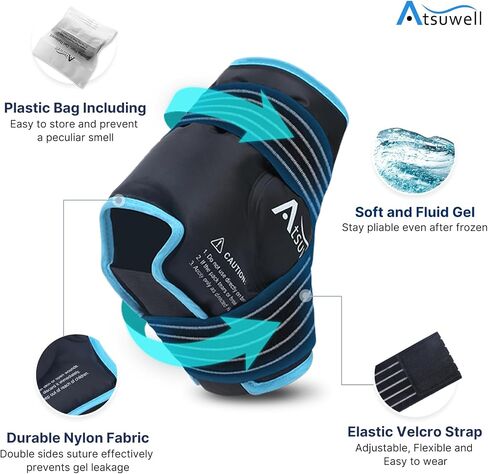 Atsuwell Ankle Ice Pack Wrap, Reusable Gel Ice Pack for Foot Ankle Heel, Cold Compress Therapy for Pain Relief, Injuries, Achilles Tendonitis, Swelling, Sprained Ankles and Heels - Purple in Kuwait
