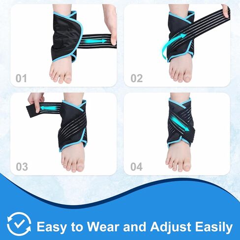 Atsuwell Ankle Ice Pack Wrap, Reusable Gel Ice Pack for Foot Ankle Heel, Cold Compress Therapy for Pain Relief, Injuries, Achilles Tendonitis, Swelling, Sprained Ankles and Heels - Purple in Kuwait