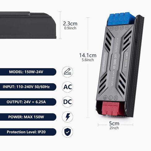 110V to 12V Transformer, 12V 150W LED Driver Ultra Slim 110-240V AC to 12V DC 12.5A Quiet Low Volt LED Power Supply Constant Voltage Driver Adapter for LED Strip Lights, Wall Lamp in Kuwait