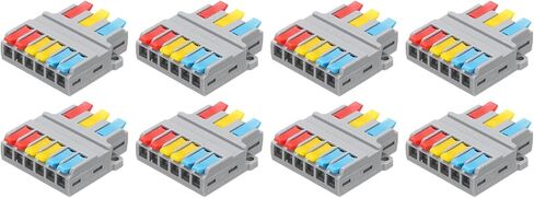 MECCANIXITY 4pcs Din Rail Press Quick Terminal Blocks DIY Splicing Wire Connectors (3 in 6 Out) 35A Terminal Blocks for Wiring Cable Circuit Inline 28-12AWG in Saudi Arabia