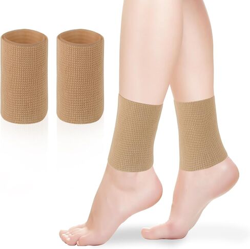 Cosmos 2 Pcs Ankle Gel Sleeve Padded Ice Skate Guards Elastic Ankle Wrist Protector Brace Ankle Compression Sleeve Foot Support Socks for Figure Skating Hockey Running Riding in Kuwait